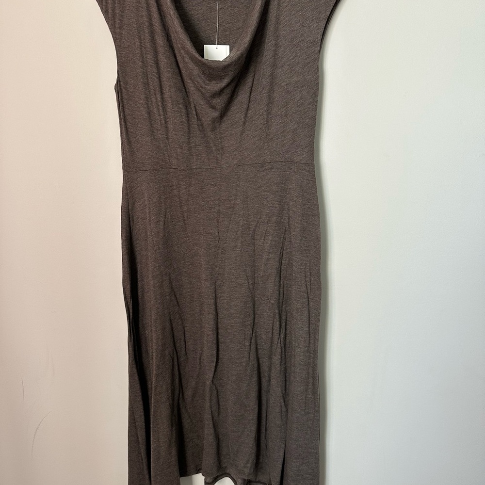 NWT Eileen Fisher Brown Midi Dress with Cowl Neck XS
